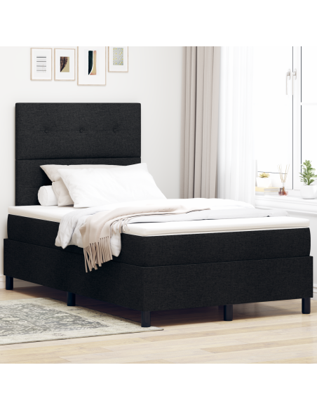 Letto boxspring e materasso & LED nero 120x190 cm tessuto