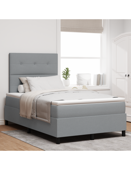 Letto con Molle con Materasso & LED Grigio Chiaro 120x200 cm Tessuto