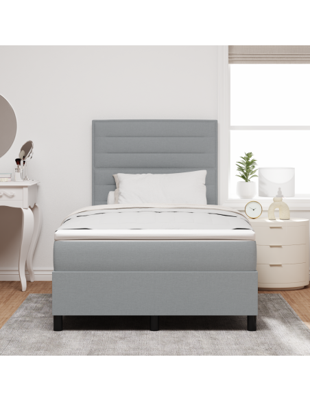 Letto Box Spring con Materasso & LED Grigio Chiaro 120x190 cm Tessuto