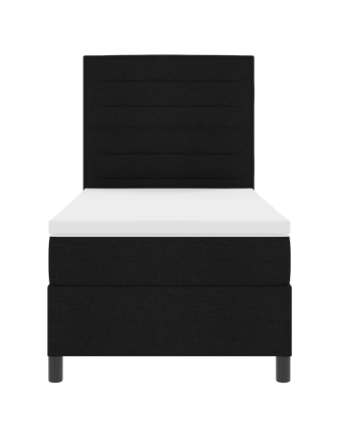 Letto a molle con materasso con led Nero 100 x 200 cm Tessuto