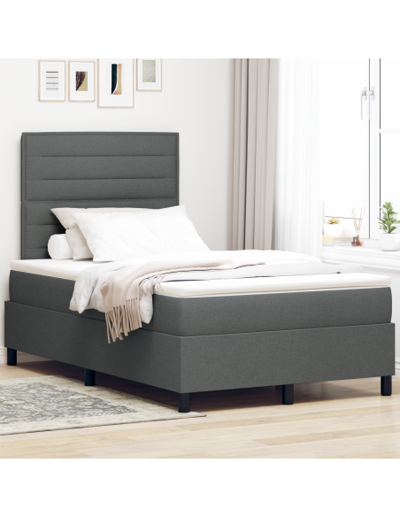 Letto con Rete con Materasso & LED Grigio Scuro 120x200 cm Tessuto