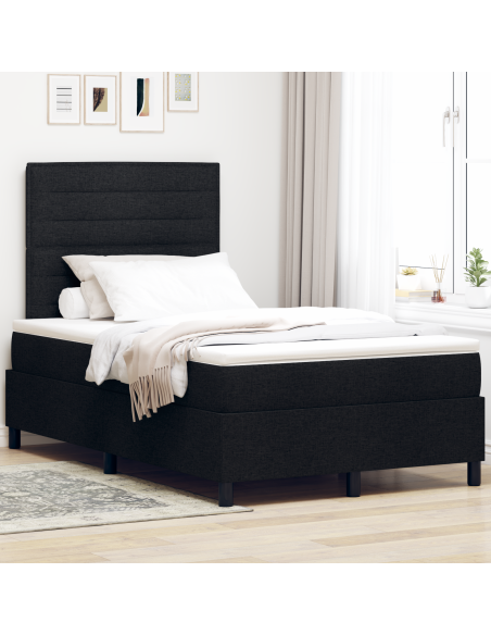 Letto Box Spring con Materasso & LED Nero 120x200 cm Tessuto