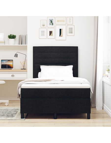 Letto Box Spring con Materasso & LED Nero 120x200 cm Tessuto