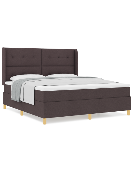 Letto Box Spring con Materasso Marrone Scuro 180x200 cm Tessuto