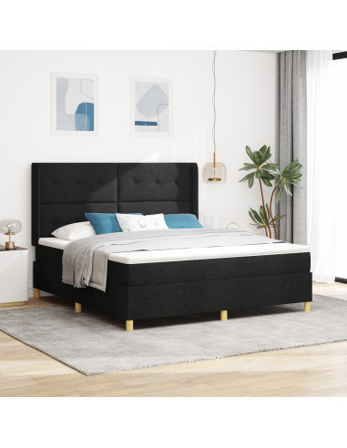 Letto a molle con materasso Nero 180 x 200 cm Tessuto