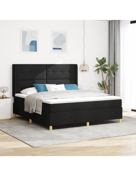 Letto a molle con materasso Nero 180 x 200 cm Tessuto