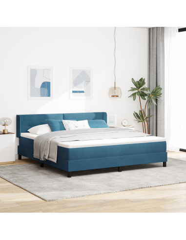 Letto a molle con materasso Blu Scuro 200 x 180 cm Poliestere