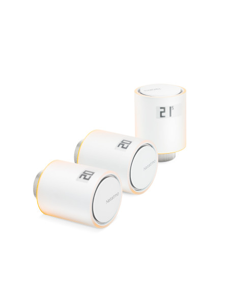 Netatmo Set 3 Valvole Termostatiche Intelligenti Aggiuntive per il Termostato Intelligente e per il Kit di base per riscaldament