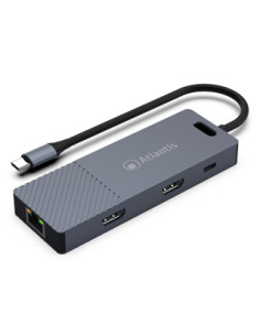 MINI DOCKING ATLANTIS A04-TC_DK48 IN: 1xUSB-C OUT: 2xHDMI 4K@30Hz single/FHD@60Hz dual-triple 1xGbitLan 3xUSB3.0 1xUSB-C(PD)