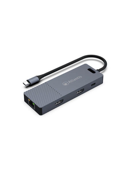 MINI DOCKING ATLANTIS A04-TC_DK48 IN: 1xUSB-C OUT: 2xHDMI 4K@30Hz single/FHD@60Hz dual-triple 1xGbitLan 3xUSB3.0 1xUSB-C(PD)