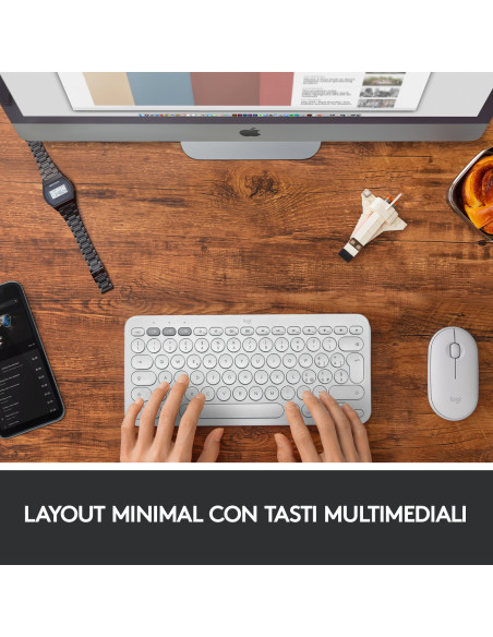 Logitech K380 Tastiera Bluetooth Multidispositivo per Mac, Sottile e Compatta, Easy-Switch fino a 3 Dispositivi, Compatibile con