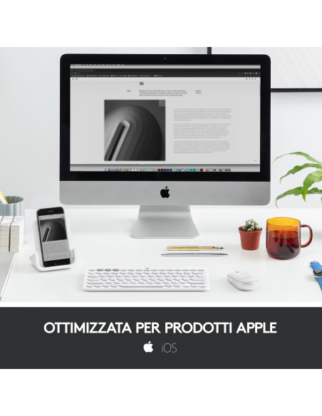 Logitech K380 Tastiera Bluetooth Multidispositivo per Mac, Sottile e Compatta, Easy-Switch fino a 3 Dispositivi, Compatibile con