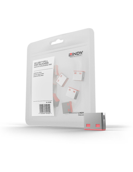 Lindy 40460 clip sicura Bloccaporte USB tipo A Rosa Acrilonitrile butadiene stirene (ABS) 10 pz