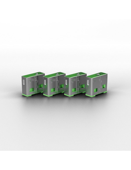 Lindy 40451 clip sicura Bloccaporte + chiave USB tipo A Verde Acrilonitrile butadiene stirene (ABS) 5 pz