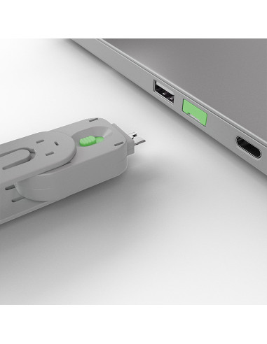 Lindy 40451 clip sicura Bloccaporte + chiave USB tipo A Verde Acrilonitrile butadiene stirene (ABS) 5 pz