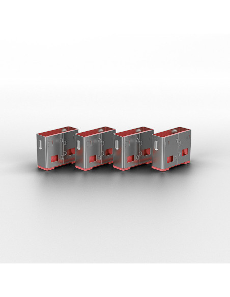 Lindy 40450 clip sicura Bloccaporte + chiave USB tipo A Rosa Acrilonitrile butadiene stirene (ABS) 5 pz