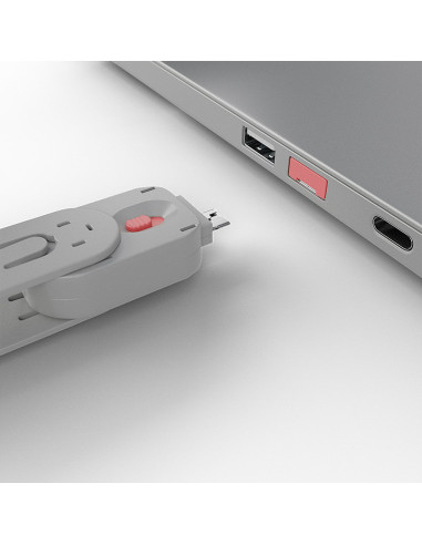 Lindy 40450 clip sicura Bloccaporte + chiave USB tipo A Rosa Acrilonitrile butadiene stirene (ABS) 5 pz