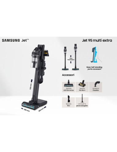 Samsung Aspirapolvere senza filo Jet™ 95 multi extra 210W VS20C955CTK