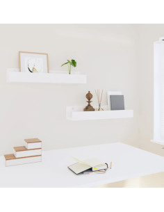 Mensole da Parete 2 pz Bianco 50x12x9cm Legno Massello di Pino