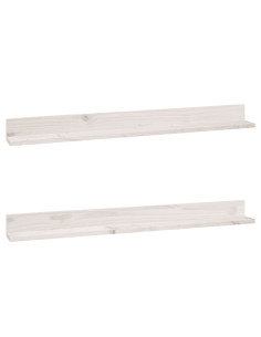 Mensole da Parete 2 pz Bianco 110x11x9cm Legno Massello di Pino 2