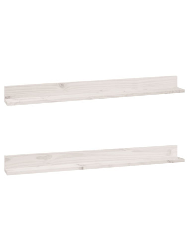 Mensole da Parete 2 pz Bianco 110x11x9cm Legno Massello di Pino