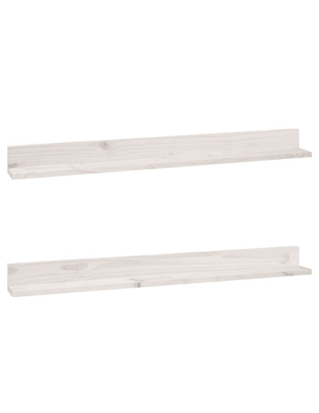 Mensole da Parete 2 pz Bianco 110x11x9cm Legno Massello di Pino