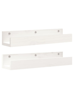 Mensole da Parete 2 pz Bianco 50x12x9cm Legno Massello di Pino 2