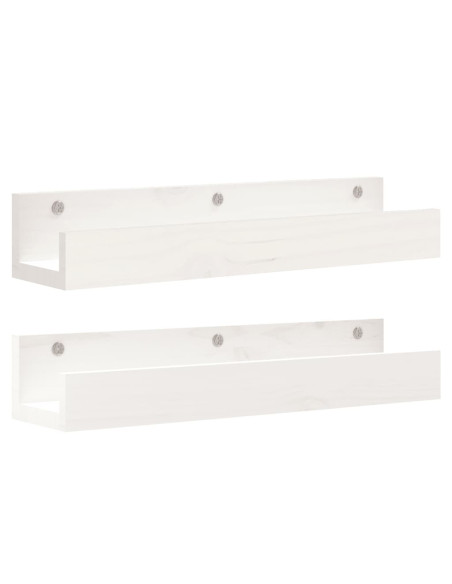Mensole da Parete 2 pz Bianco 50x12x9cm Legno Massello di Pino