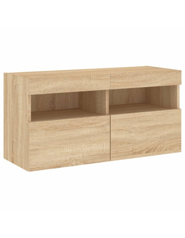 Mobili TV a Muro con LED 4pz Rovere Sonoma Legno Multistrato