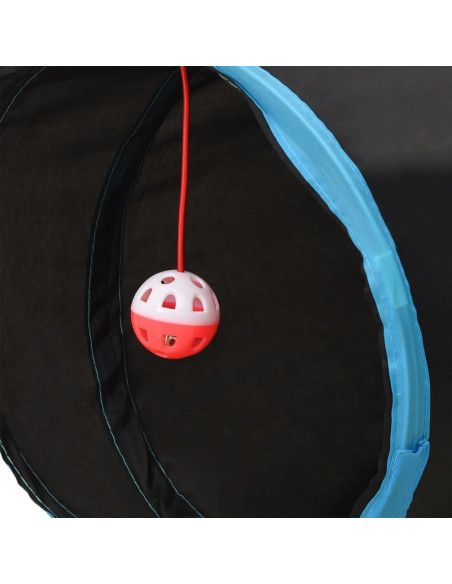 Tunnel per Gatti a 3 Vie Nero e Blu 25 cm in Poliestere
