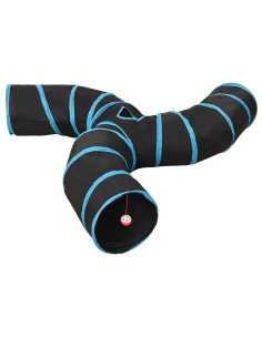 Tunnel per Gatti a 3 Vie Nero e Blu 25 cm in Poliestere 2