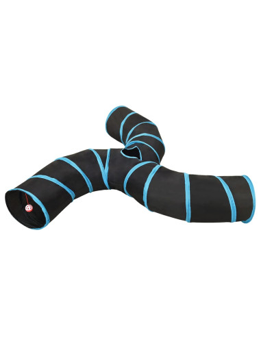 Tunnel per Gatti a 3 Vie Nero e Blu 25 cm in Poliestere