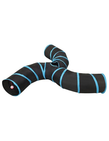 Tunnel per Gatti a 3 Vie Nero e Blu 25 cm in Poliestere