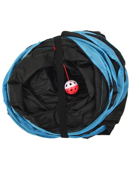 Tunnel per Gatti a 3 Vie Nero e Blu 25 cm in Poliestere