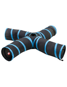 Tunnel per Gatti a 4 Vie Nero e Blu 25 cm in Poliestere 2