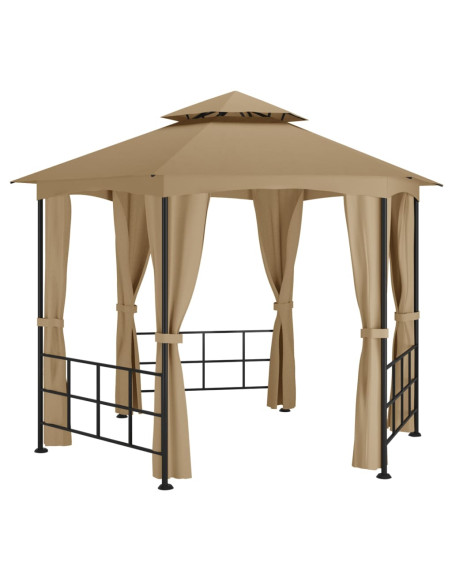 Gazebo con Pareti Laterali 3,1x2,7 m Tortora