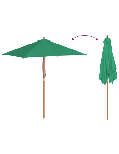 Ombrellone da Esterni con Palo in Legno 150x200 cm Verde