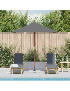 Ombrellone da Esterni con Palo in Legno 150x200 cm Antracite 2
