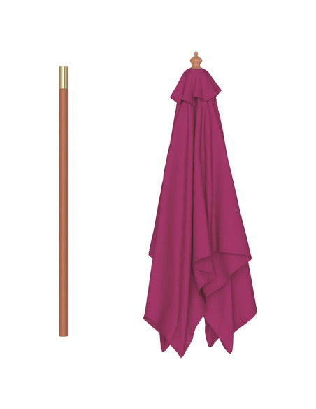 Ombrellone da Esterni con Palo in Legno 150x200 cm Rosso Bordò