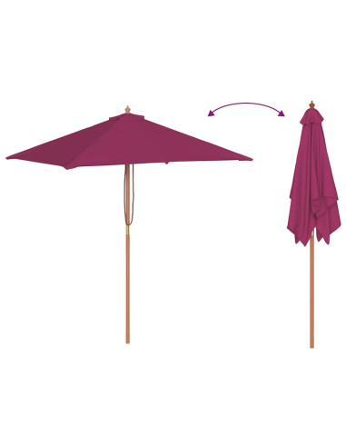Ombrellone da Esterni con Palo in Legno 150x200 cm Rosso Bordò