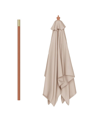 Ombrellone da Esterni con Palo in Legno 150x200 cm Grigio Talpa