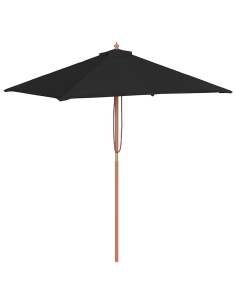 Ombrellone da Esterni con Palo in Legno 150x200 cm Nero