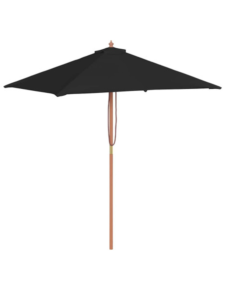 Ombrellone da Esterni con Palo in Legno 150x200 cm Nero