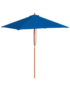 Ombrellone da Esterni con Palo in Legno 150x200 cm Blu