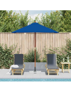 Ombrellone da Esterni con Palo in Legno 150x200 cm Blu 2