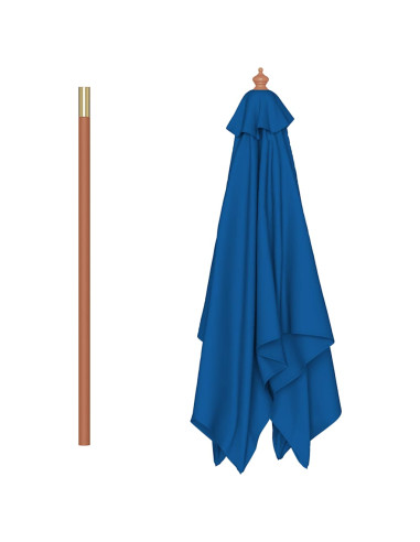 Ombrellone da Esterni con Palo in Legno 150x200 cm Blu