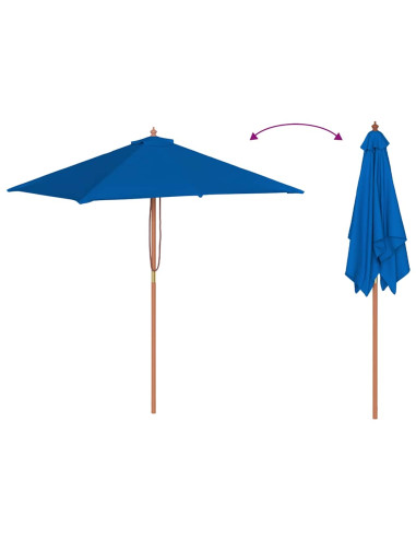 Ombrellone da Esterni con Palo in Legno 150x200 cm Blu