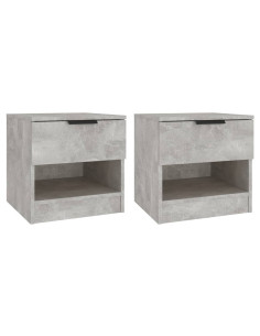 Comodini 2pz Grigio Cemento in Legno Multistrato