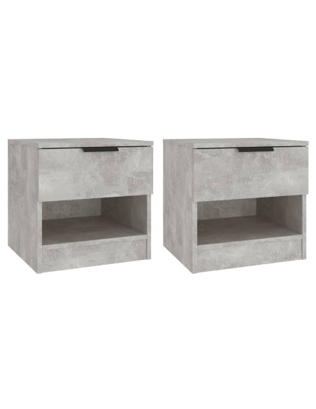 Comodini 2pz Grigio Cemento in Legno Multistrato