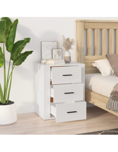 Comodino Bianco 50x36x60 cm in Legno Ingegnerizzato